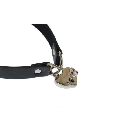 Черный ошейник Utopia с замком и ключиком