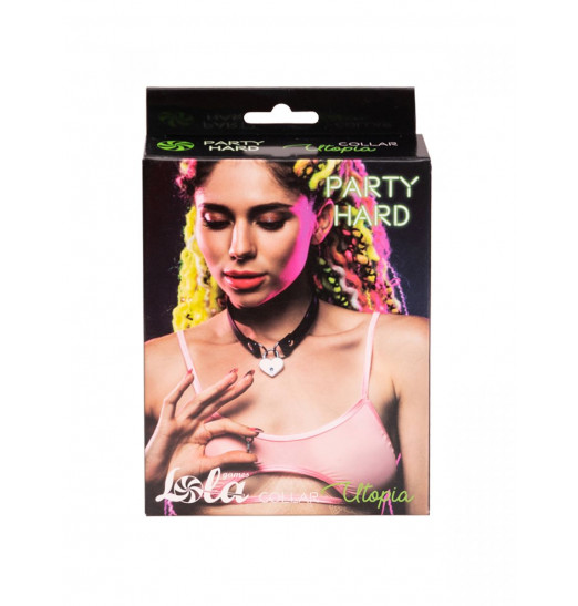 Черный ошейник Utopia с замком и ключиком