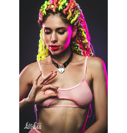 Черный ошейник Utopia с замком и ключиком