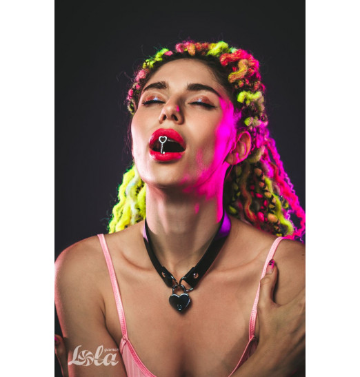 Черный ошейник Utopia с замком и ключиком