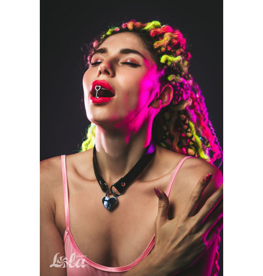 Черный ошейник Utopia с замком и ключиком