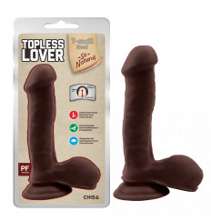 Коричневый фаллоимитатор на присоске Topless Lover - 19,2 см.