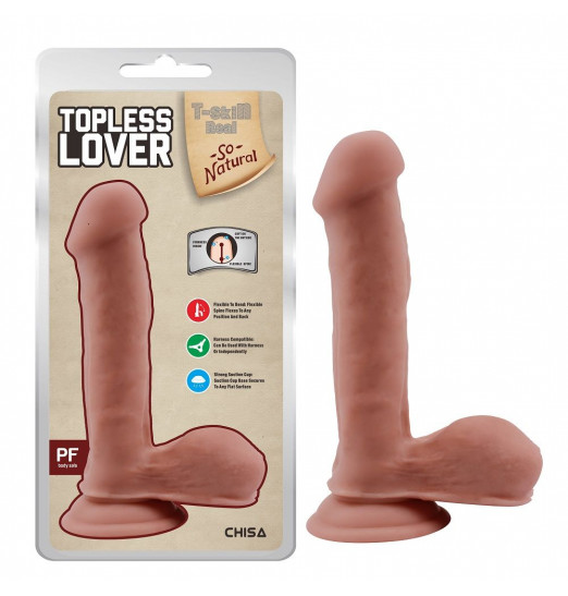 Телесный фаллоимитатор на присоске Topless Lover - 19,2 см.