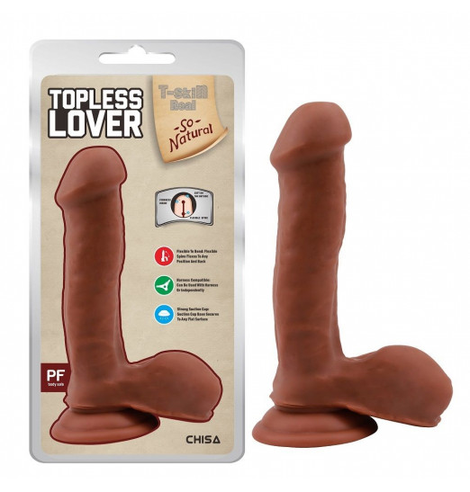 Кофейный фаллоимитатор на присоске Topless Lover - 19,2 см.