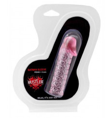 Розовая закрытая насадка на пенис BATMAN SLEEVE - 11,7 см.