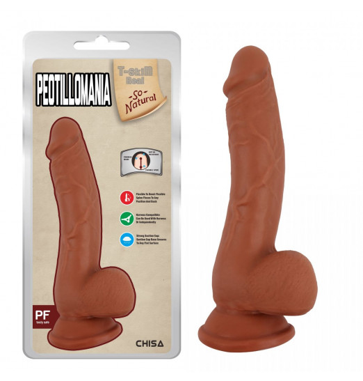 Кофейный фаллоимитатор на присоске Peotillomania - 19,5 см.