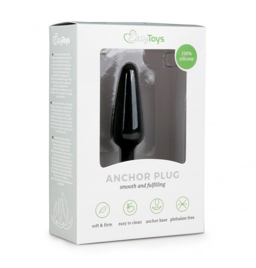Черная анальная втулка Anchor Plug - 8 см.