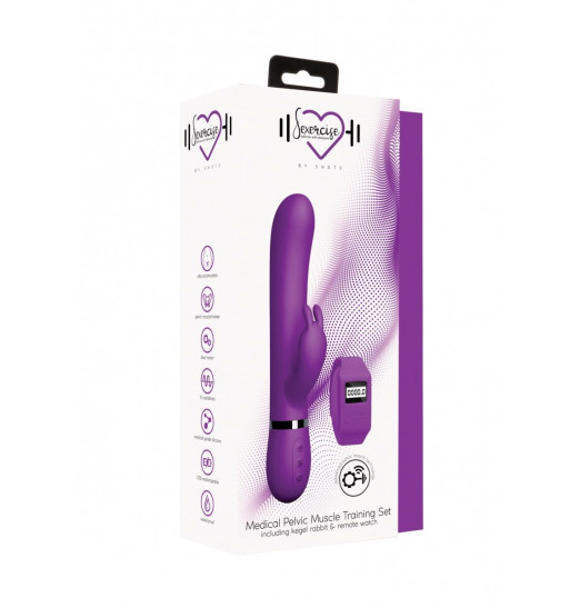 Фиолетовый вибромассажер-кролик Kegel Rabbit с браслетом - 22,5 см. Фиолетовый вибромассажер-кролик Kegel Rabbit с браслетом - 22,5 см.