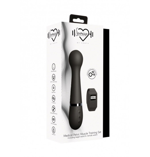 Черный вибромассажер Kegel Wand - 18,5 см.