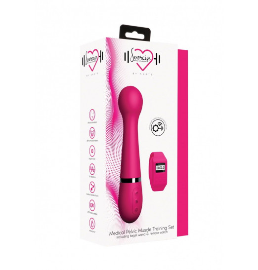 Розовый вибромассажер Kegel Wand - 18,5 см.