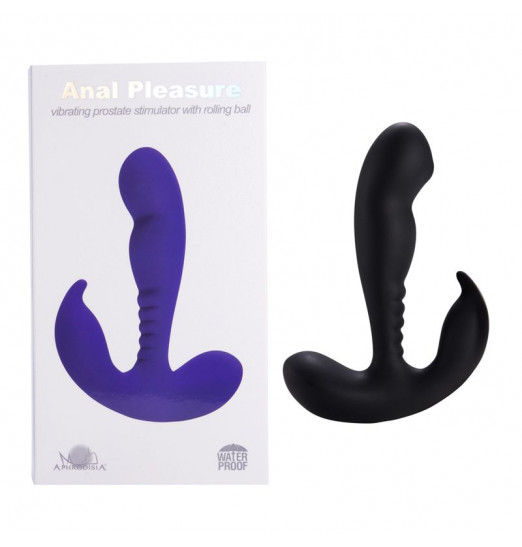 Черный вибростимулятор простаты Anal Vibrating Prostate Stimulator with Rolling - 13,3 см.