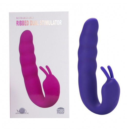 Фиолетовый вибратор Ribbed Dual Stimulator - 17 см. Фиолетовый вибратор Ribbed Dual Stimulator - 17 см.