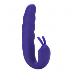 Фиолетовый вибратор Ribbed Dual Stimulator - 17 см.