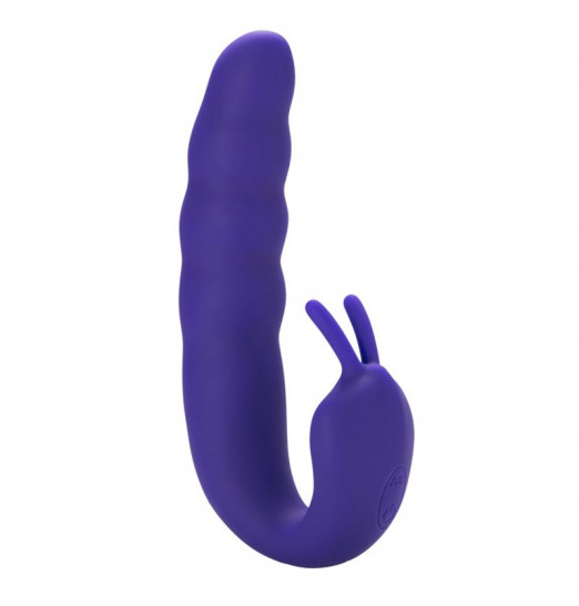 Фиолетовый вибратор Ribbed Dual Stimulator - 17 см.