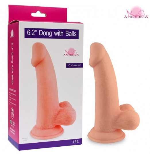 Телесный фаллоимитатор 6  Dong with Balls - 14 см.