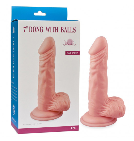 Телесный фаллоимитатор 7  Dong with Balls - 16 см.