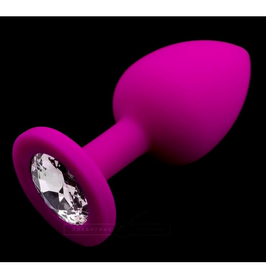 Ярко-розовая силиконовая пробка с прозрачным кристаллом - 7,5 см. Ярко-розовая силиконовая пробка с прозрачным кристаллом - 7,5 см.