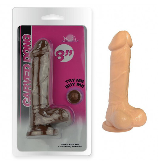 Телесный фаллоимитатор 8 Inch Carved DIldo - 22 см.