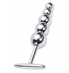Серебристый анальный стимулятор с ограничителем - 15,5 см.