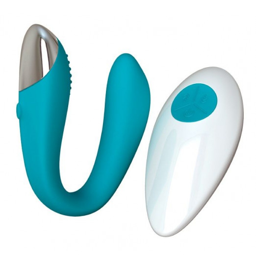 Бирюзовый вибратор для пар Fera с пультом ДУ