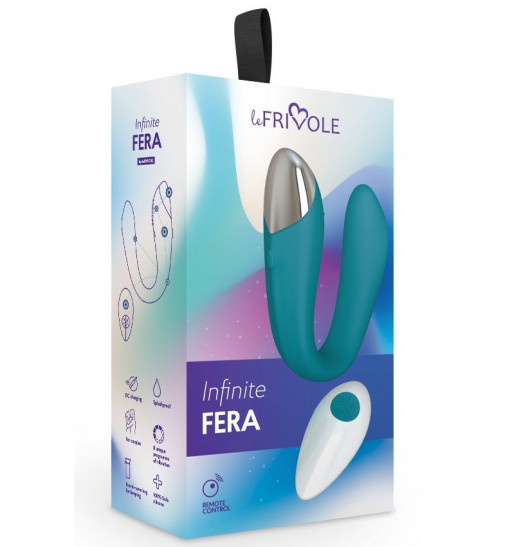 Бирюзовый вибратор для пар Fera с пультом ДУ