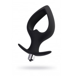 Черная вибровтулка с полой серединой в виде сердечка Cordis L - 17 см.