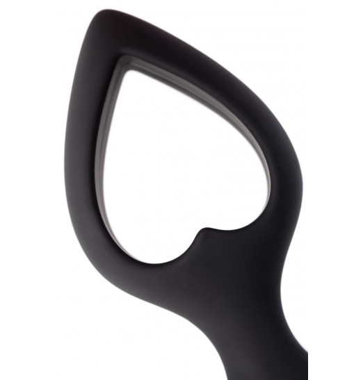 Черная вибровтулка с полой серединой в виде сердечка Cordis L - 17 см.