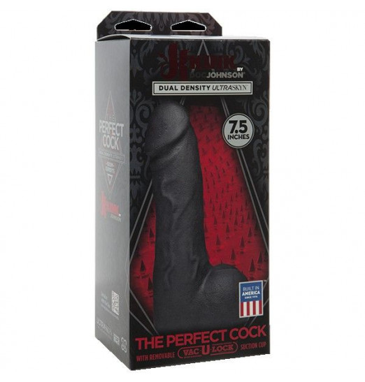 Черный фаллоимитатор The Perfect Cock With Removable Vac-U-Lock Suction Cup - 19 см.