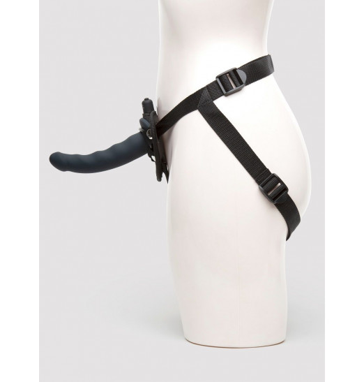 Черный страпон с вибрацией Feel It Baby Strap-On Harness Kit - 17,8 см.