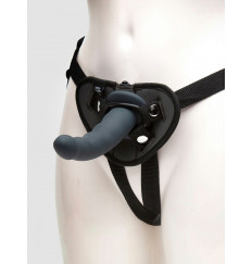 Черный страпон с вибрацией Feel It Baby Strap-On Harness Kit - 17,8 см.