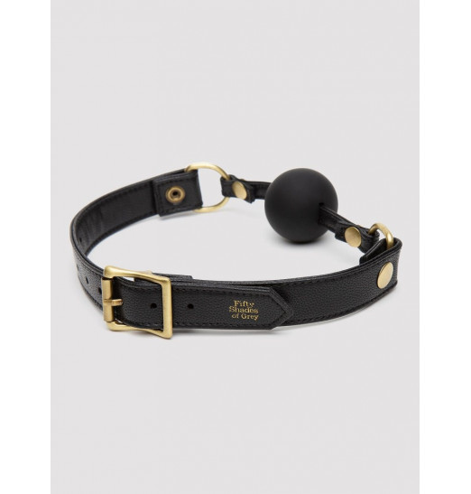 Черный кляп-шар Bound to You Faux Leather Ball Gag