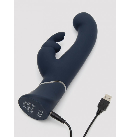 Темно-синий вибратор-кролик Greedy Girl Real-Feel Rabbit Vibrator - 25,4 см.