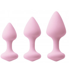 Набор из 3 нежно-розовых анальных пробок Triple Kiss Trainer Kit