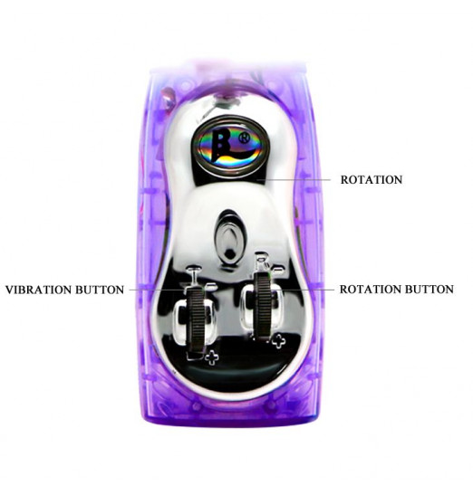 Сиреневый вибромассажер-ротатор с клиторальным отростком Deluxe Dream Lover - 26 см.