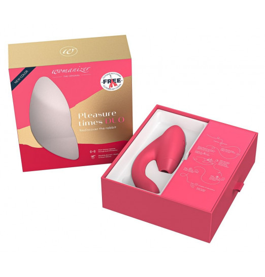 Розовый стимулятор Womanizer DUO с вагинальным отростком