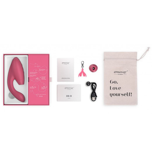 Розовый стимулятор Womanizer DUO с вагинальным отростком