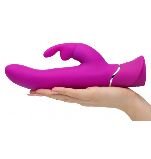 Лиловый вибратор Curve Thrusting Rechargeable Rabbit Vibrator - 24,1 см.