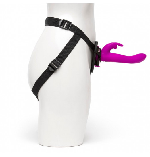 Лиловый страпон Rechargeable Vibrating Strap-On Harness Set - 17,6 см.