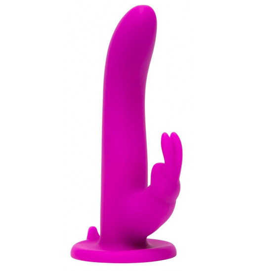 Лиловый страпон Rechargeable Vibrating Strap-On Harness Set - 17,6 см.