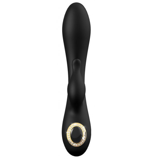 Черный вибратор-кролик ALEXIA - 20 см.