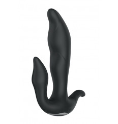 Черный вибратор N 35 RECHARGEABLE DUO VIBRATOR - 17,5 см.