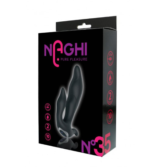 Черный вибратор N 35 RECHARGEABLE DUO VIBRATOR - 17,5 см.