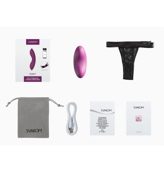 Фиолетовый клиторальный стимулятор Edeny с управлением через приложение
