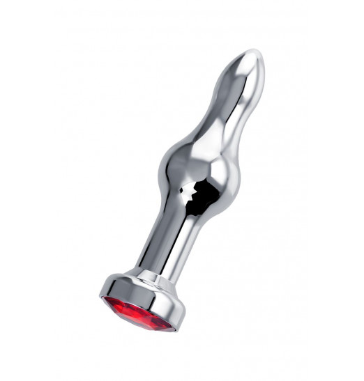 Серебристая удлиненная анальная пробка с красным кристаллом - 10 см. Серебристая удлиненная анальная пробка с красным кристаллом - 10 см.