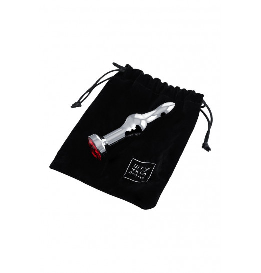 Серебристая удлиненная анальная пробка с красным кристаллом - 10 см. Серебристая удлиненная анальная пробка с красным кристаллом - 10 см.