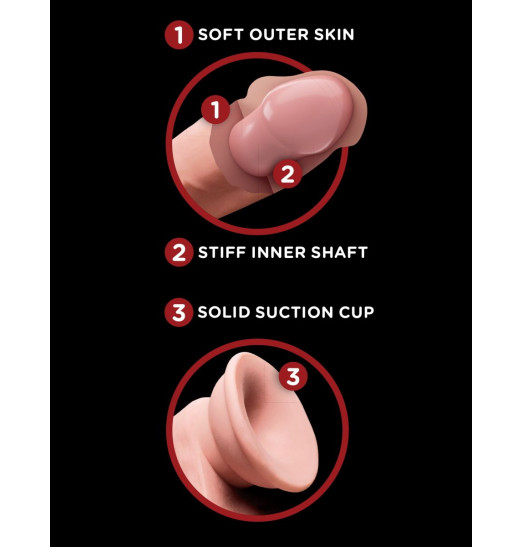 Телесный фаллоимитатор на присоске 6 Triple Density с подвижной мошонкой - 15,2 см.