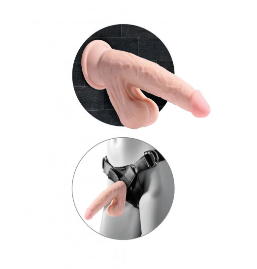 Телесный фаллоимитатор на присоске 9 Triple Density с подвижной мошонкой - 22,86 см.