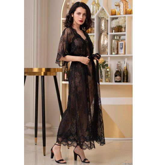 Длинный кружевной пеньюар Susanna