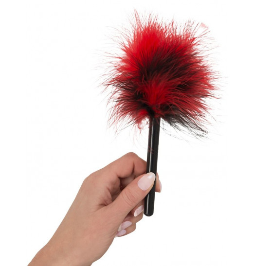 Красно-черная пуховка Mini Feather - 21 см.