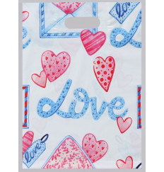 Полиэтиленовый пакет Love с усиленной ручкой - 31 х 40 см.